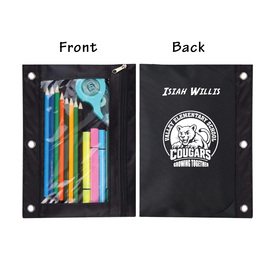 Custom Printed or Personalized 3-Ring Binder Pencil Pouch for Students